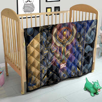 Isis Ankh Symbol Quilt with Celestial Wings in Ancient Egyptian Cosmic