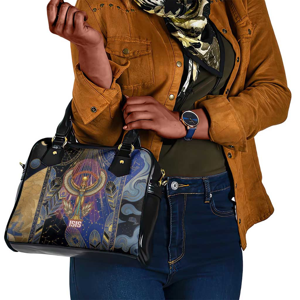 Isis Ankh Symbol Shoulder Handbag with Celestial Wings in Ancient Egyptian Cosmic