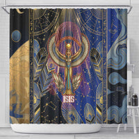 Isis Ankh Symbol Shower Curtain with Celestial Wings in Ancient Egyptian Cosmic