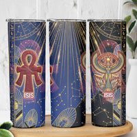 Isis Ankh Symbol Skinny Tumbler with Celestial Wings in Ancient Egyptian Cosmic