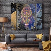 Isis Ankh Symbol Tapestry with Celestial Wings in Ancient Egyptian Cosmic