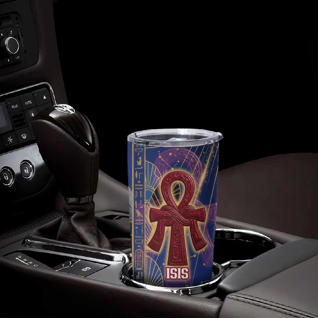 Isis Ankh Symbol Tumbler Cup with Celestial Wings in Ancient Egyptian Cosmic