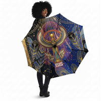 Isis Ankh Symbol Umbrella with Celestial Wings in Ancient Egyptian Cosmic