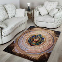 Isis Area Rug with Falcon Symbol and Sacred Geometry in Egyptian