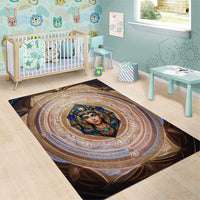 Isis Area Rug with Falcon Symbol and Sacred Geometry in Egyptian