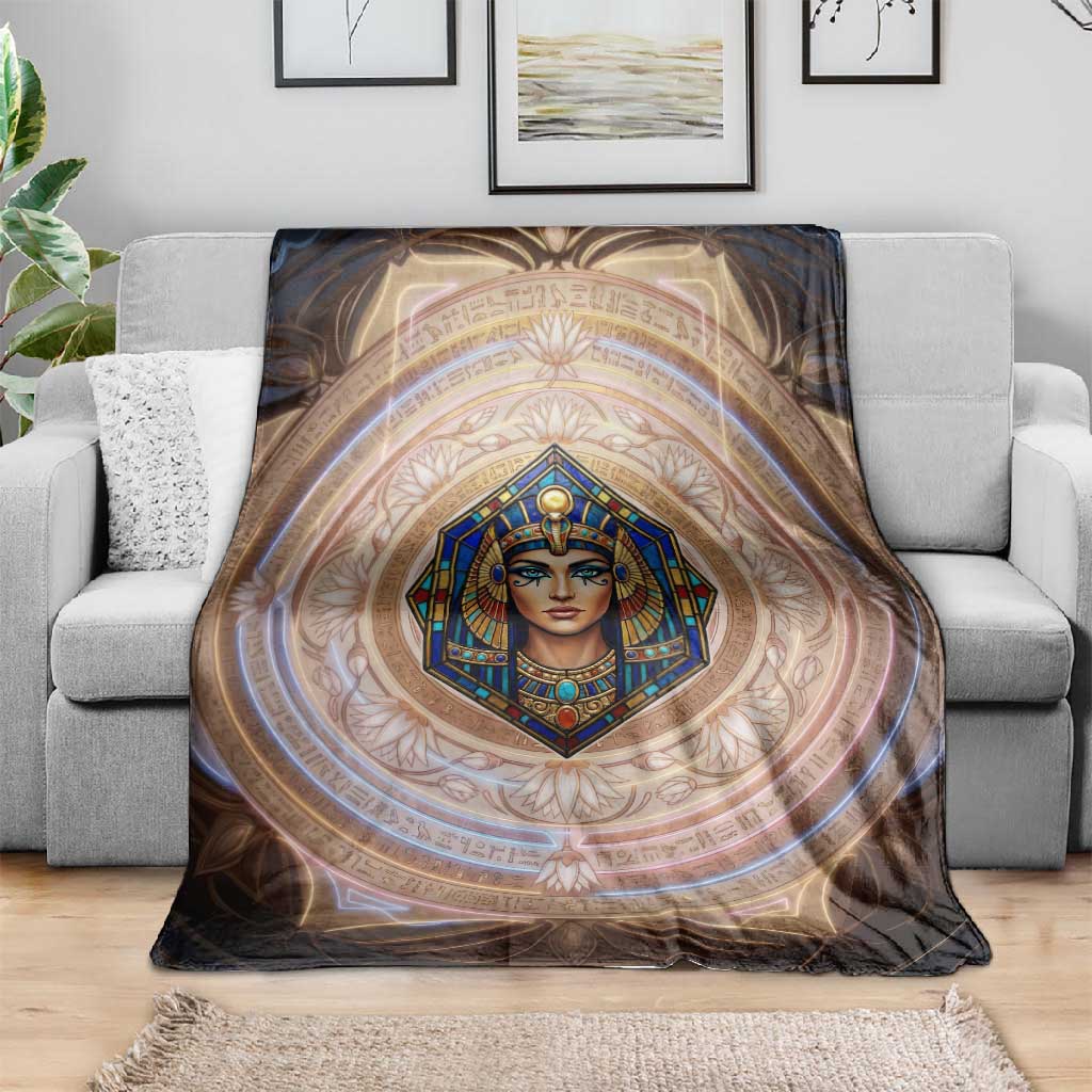 Isis Blanket with Falcon Symbol and Sacred Geometry in Egyptian