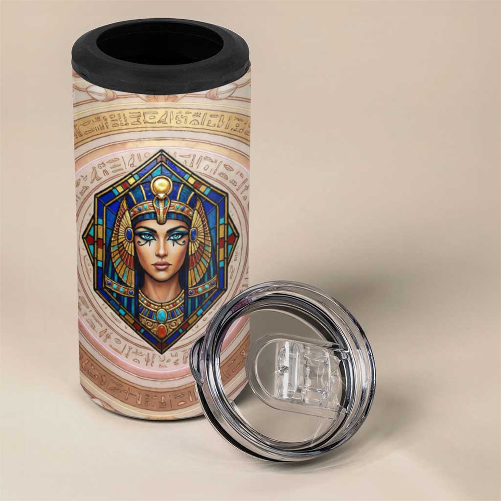 Isis 4 in 1 Can Cooler Tumbler with Falcon Symbol and Sacred Geometry in Egyptian