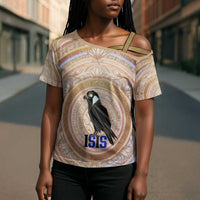 Isis Cross Shoulder Shirt with Falcon Symbol and Sacred Geometry in Egyptian