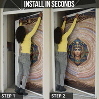 Isis Door Cover with Falcon Symbol and Sacred Geometry in Egyptian