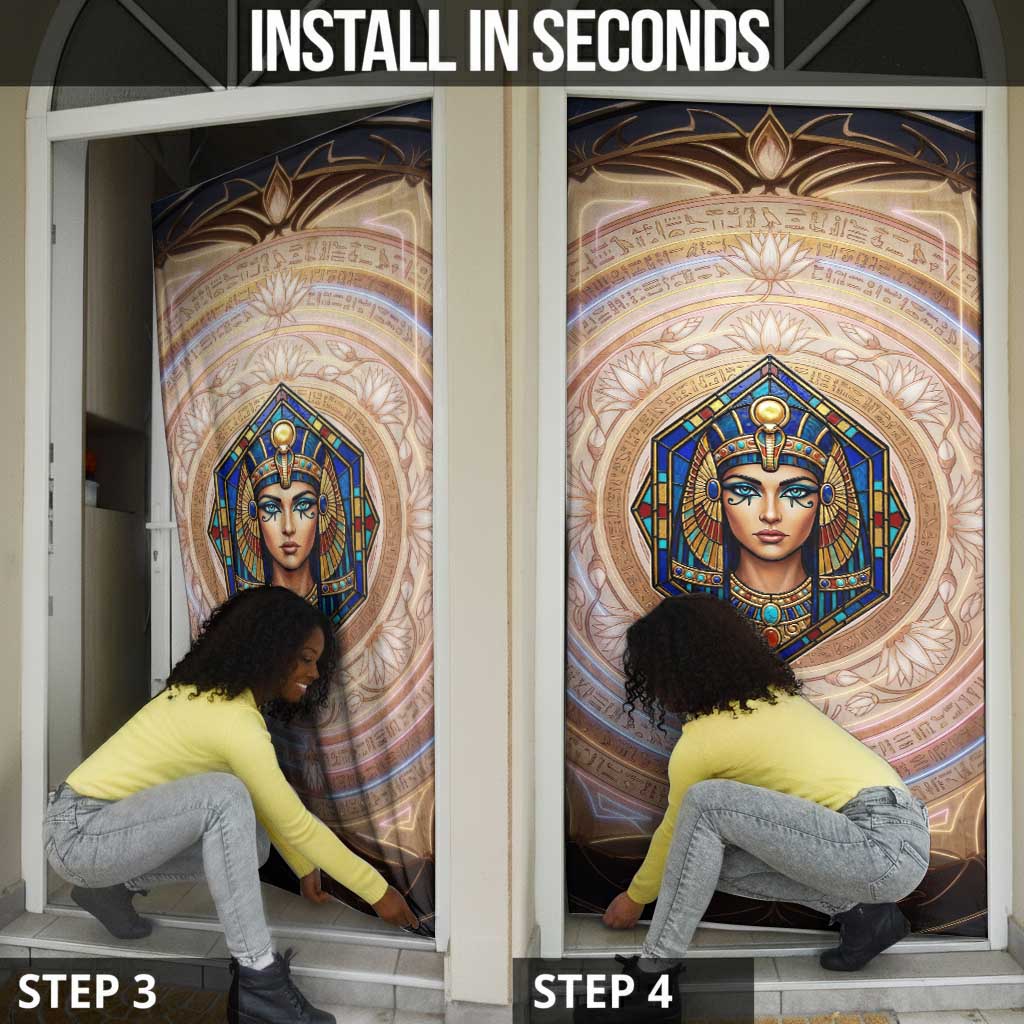 Isis Door Cover with Falcon Symbol and Sacred Geometry in Egyptian