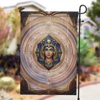 Isis Garden Flag with Falcon Symbol and Sacred Geometry in Egyptian