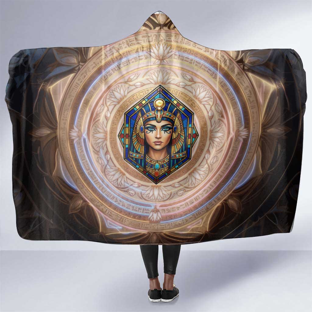 Isis Hooded Blanket with Falcon Symbol and Sacred Geometry in Egyptian