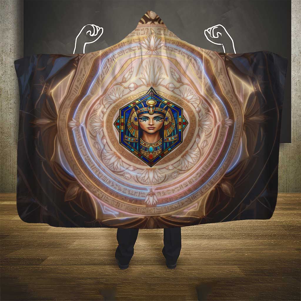 Isis Hooded Blanket with Falcon Symbol and Sacred Geometry in Egyptian
