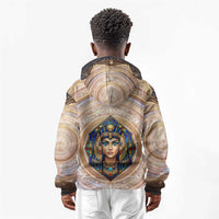 Isis Kid Hoodie with Falcon Symbol and Sacred Geometry in Egyptian