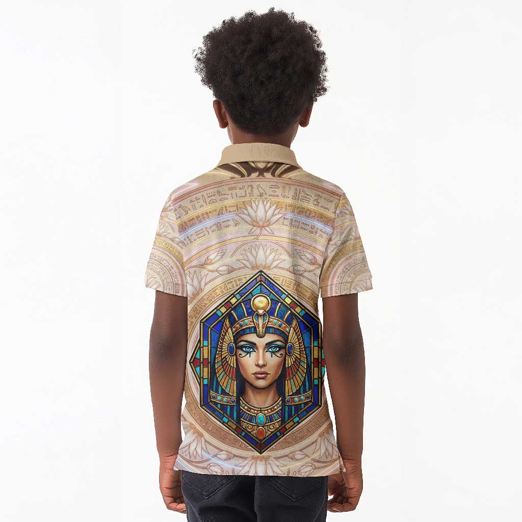 Isis Kid Polo Shirt with Falcon Symbol and Sacred Geometry in Egyptian