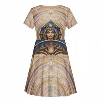 Isis Kid Short Sleeve Dress with Falcon Symbol and Sacred Geometry in Egyptian