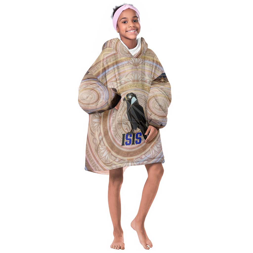 Isis Kid Wearable Blanket Hoodie with Falcon Symbol and Sacred Geometry in Egyptian