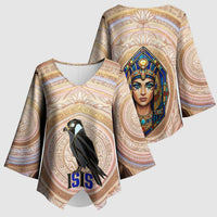 Isis Kimono Sleeve Blouse with Falcon Symbol and Sacred Geometry in Egyptian