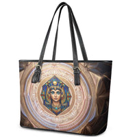 Isis Leather Tote Bag with Falcon Symbol and Sacred Geometry in Egyptian