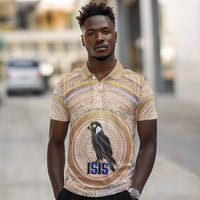 Isis Polo Shirt with Falcon Symbol and Sacred Geometry in Egyptian