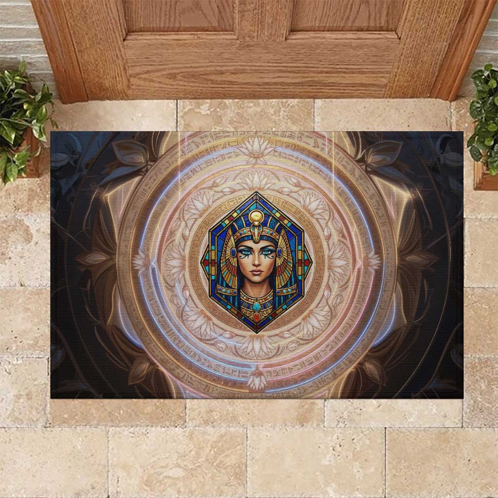 Isis Rubber Doormat with Falcon Symbol and Sacred Geometry in Egyptian