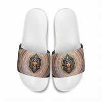 Isis Slide Sandals with Falcon Symbol and Sacred Geometry in Egyptian