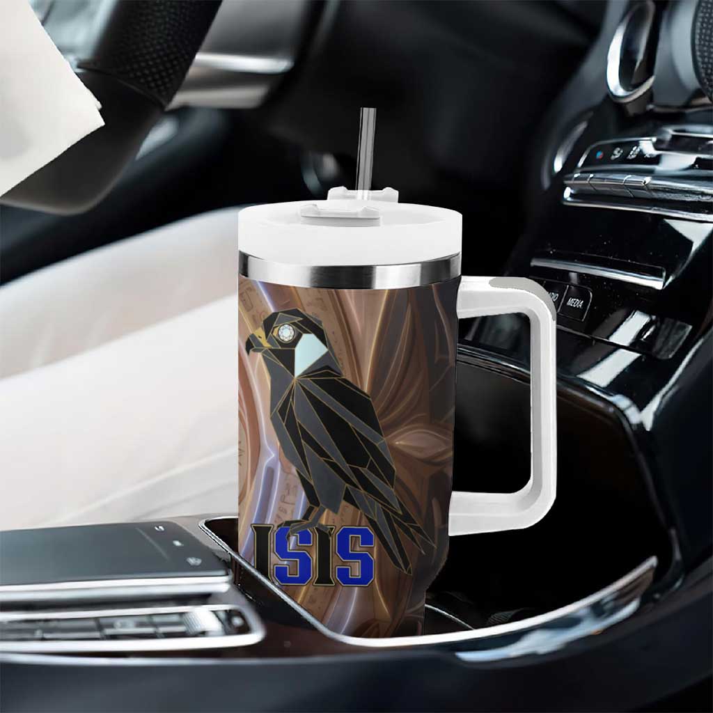 Isis Tumbler With Handle with Falcon Symbol and Sacred Geometry in Egyptian