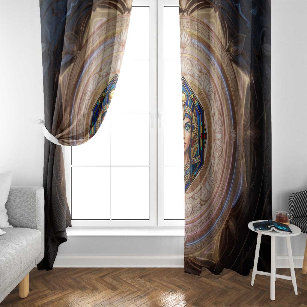 Isis Window Curtain with Falcon Symbol and Sacred Geometry in Egyptian