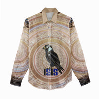 Isis Women Casual Shirt with Falcon Symbol and Sacred Geometry in Egyptian