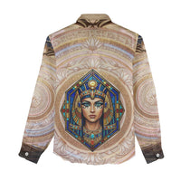Isis Women Casual Shirt with Falcon Symbol and Sacred Geometry in Egyptian