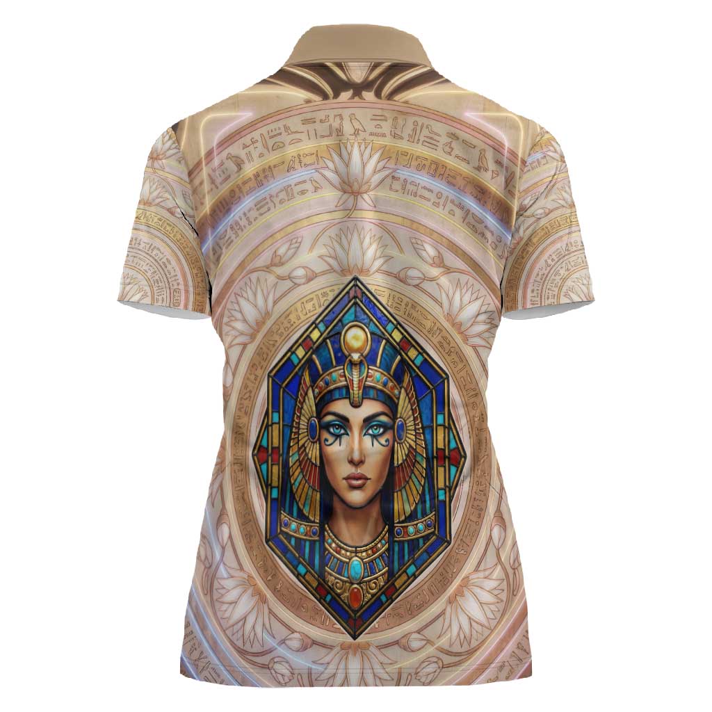 Isis Women Polo Shirt with Falcon Symbol and Sacred Geometry in Egyptian
