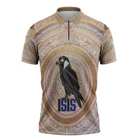 Isis Zipper Polo Shirt with Falcon Symbol and Sacred Geometry in Egyptian