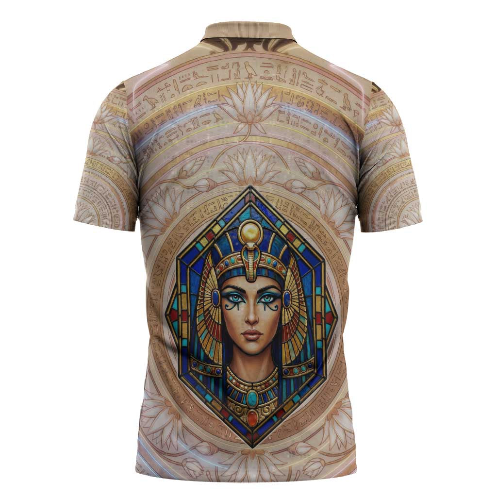 Isis Zipper Polo Shirt with Falcon Symbol and Sacred Geometry in Egyptian