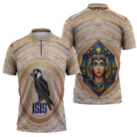Isis Zipper Polo Shirt with Falcon Symbol and Sacred Geometry in Egyptian