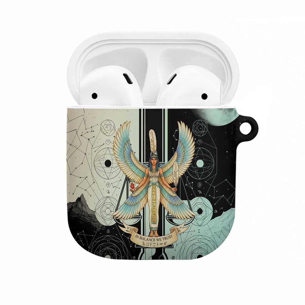 Ma’at Feather Egyptian AirPods Case with Scales Symbolizing Truth and Cosmic Balance