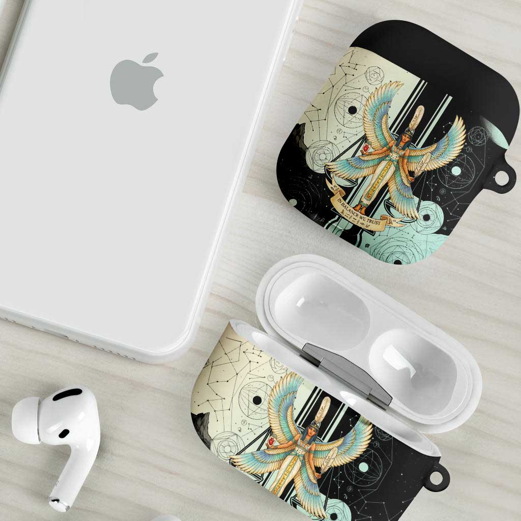 Ma’at Feather Egyptian AirPods Case with Scales Symbolizing Truth and Cosmic Balance