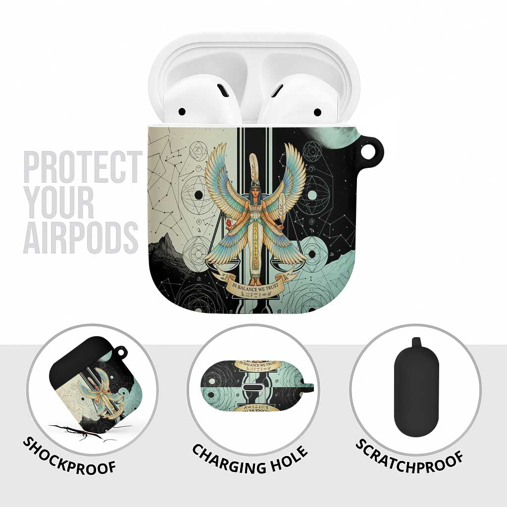 Ma’at Feather Egyptian AirPods Case with Scales Symbolizing Truth and Cosmic Balance