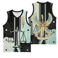 Ma’at Feather Egyptian Basketball Jersey with Scales Symbolizing Truth and Cosmic Balance
