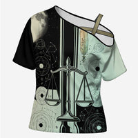 Ma’at Feather Egyptian Cross Shoulder Shirt with Scales Symbolizing Truth and Cosmic Balance
