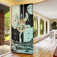 Ma’at Feather Egyptian Door Cover with Scales Symbolizing Truth and Cosmic Balance