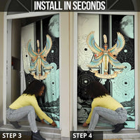 Ma’at Feather Egyptian Door Cover with Scales Symbolizing Truth and Cosmic Balance