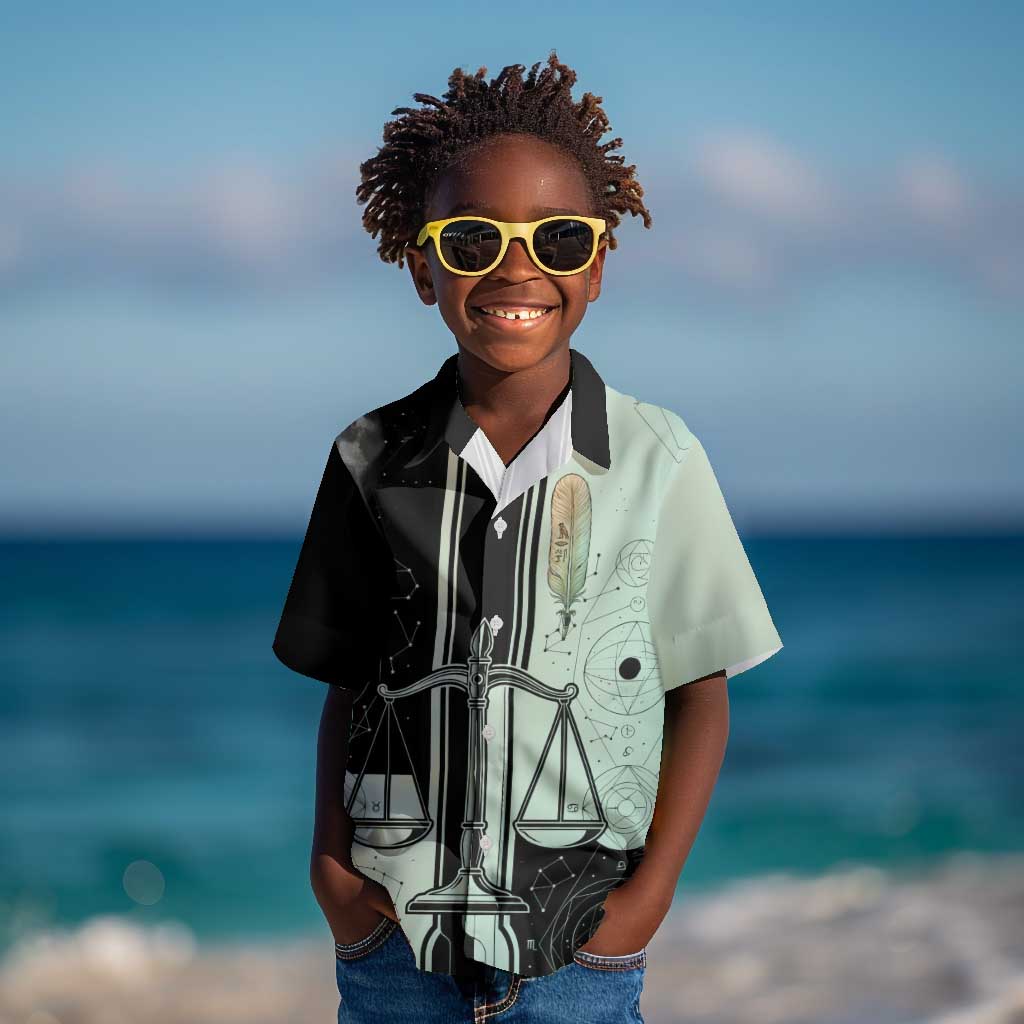 Ma’at Feather Egyptian Kid Hawaiian Shirt with Scales Symbolizing Truth and Cosmic Balance