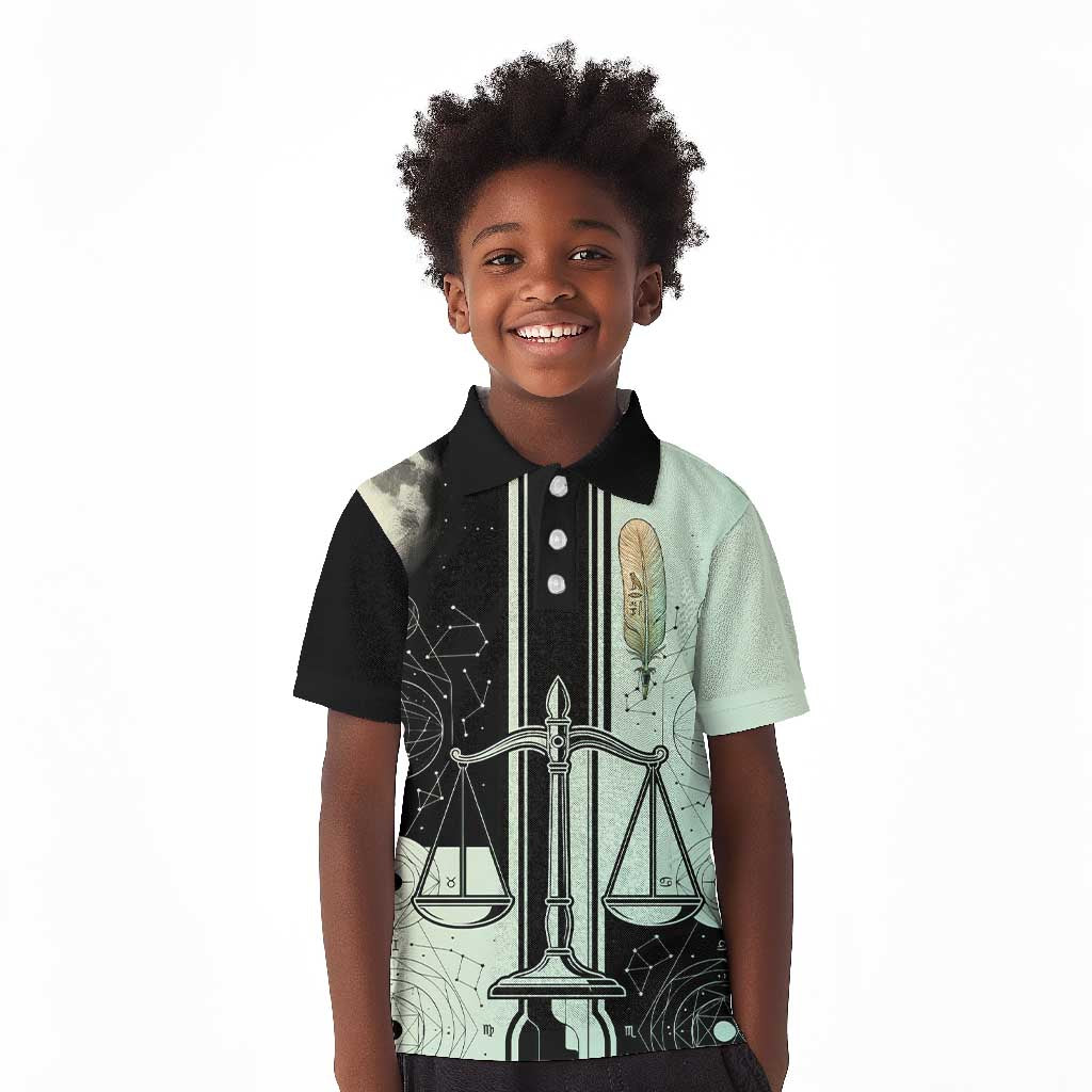Ma’at Feather Egyptian Kid Polo Shirt with Scales Symbolizing Truth and Cosmic Balance