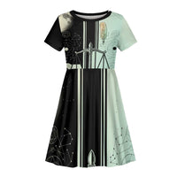 Ma’at Feather Egyptian Kid Short Sleeve Dress with Scales Symbolizing Truth and Cosmic Balance