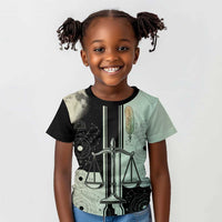Ma’at Feather Egyptian Kid T shirt with Scales Symbolizing Truth and Cosmic Balance