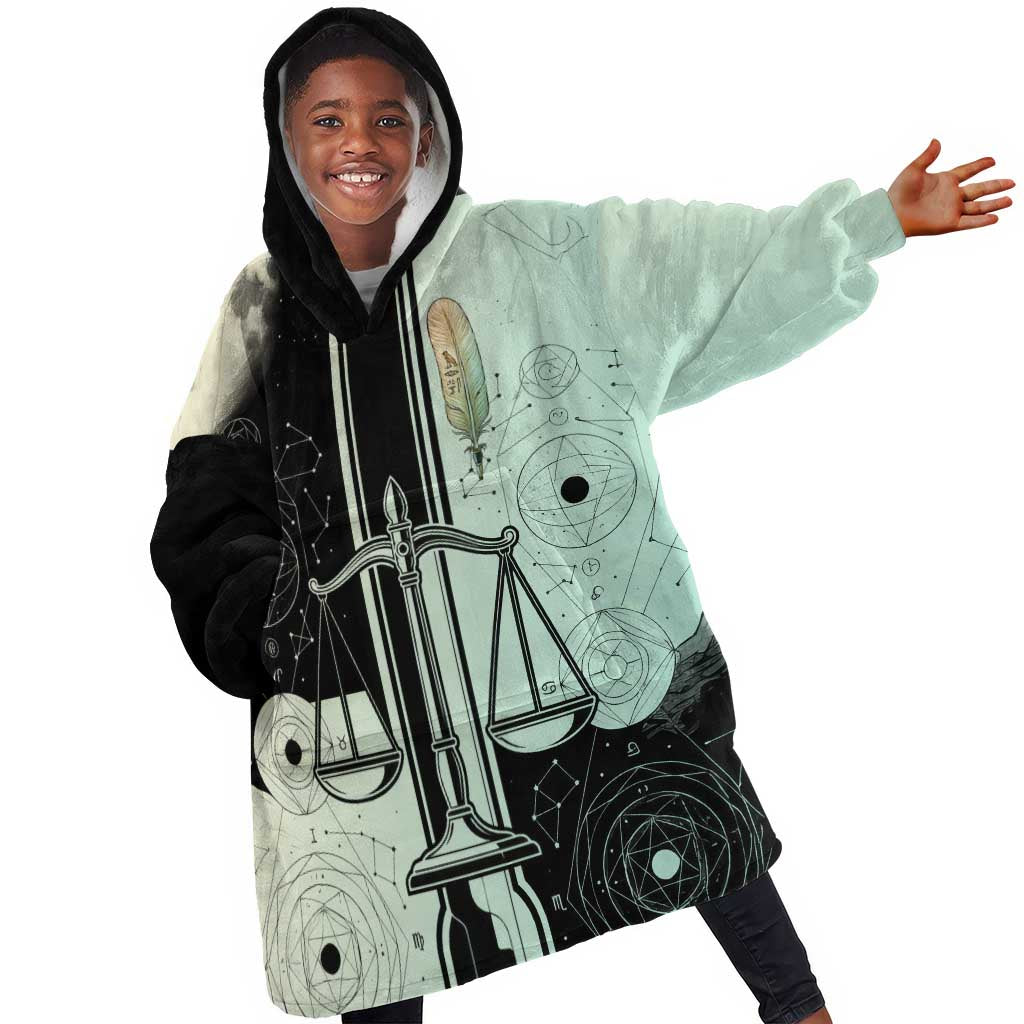 Ma’at Feather Egyptian Kid Wearable Blanket Hoodie with Scales Symbolizing Truth and Cosmic Balance