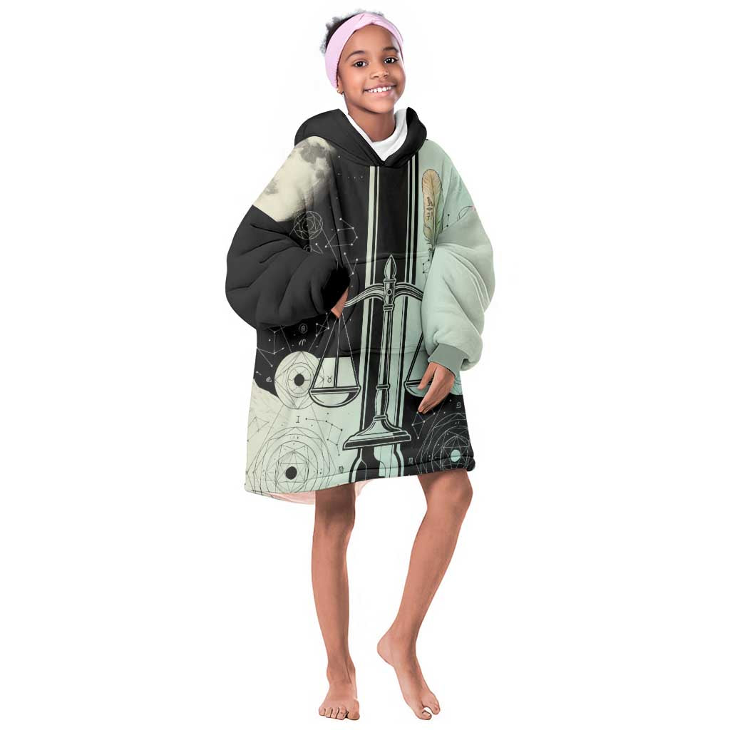 Ma’at Feather Egyptian Kid Wearable Blanket Hoodie with Scales Symbolizing Truth and Cosmic Balance