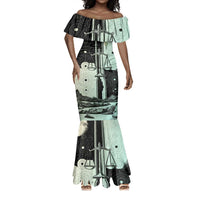 Ma’at Feather Egyptian Mermaid Dress with Scales Symbolizing Truth and Cosmic Balance