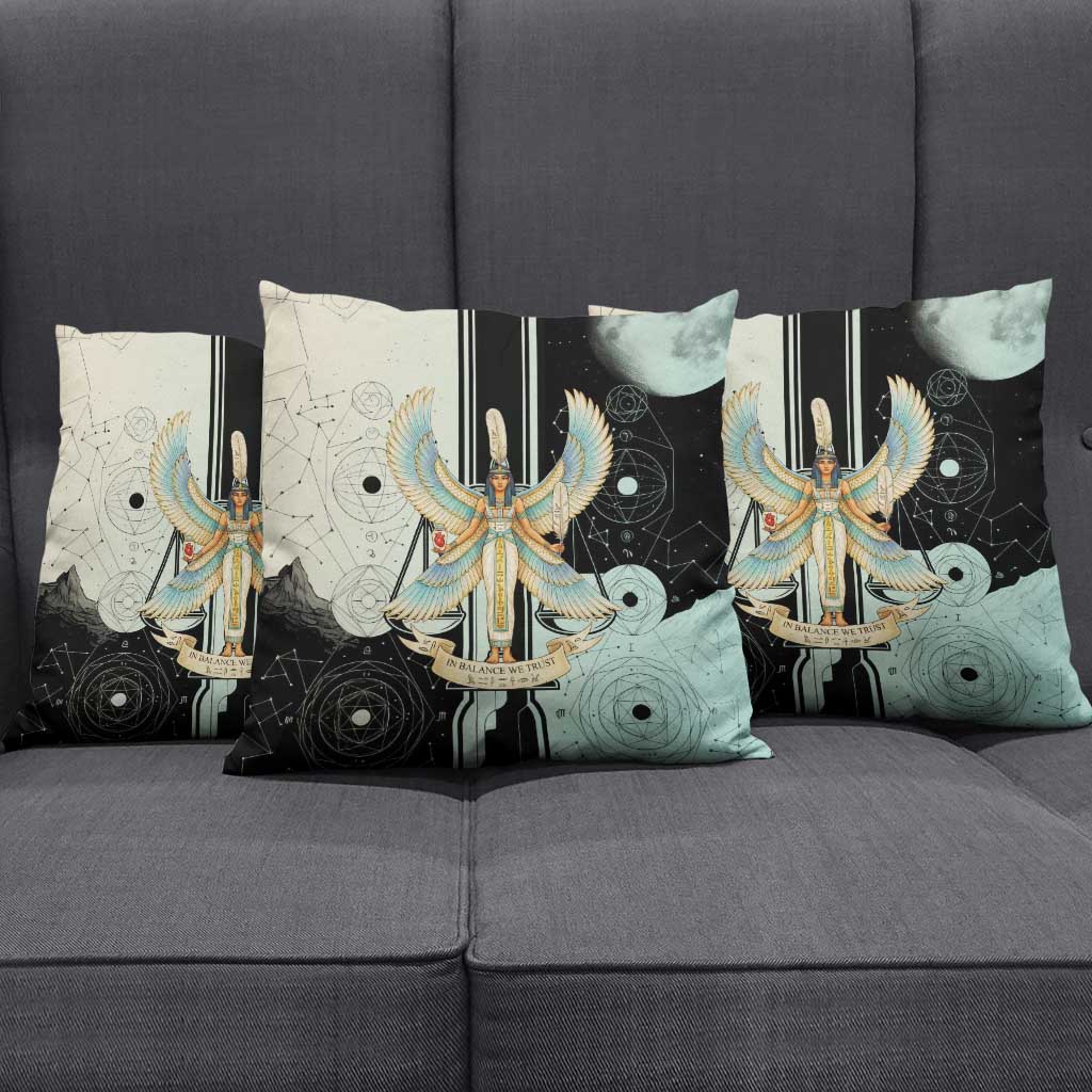 Ma’at Feather Egyptian Pillow Cover with Scales Symbolizing Truth and Cosmic Balance