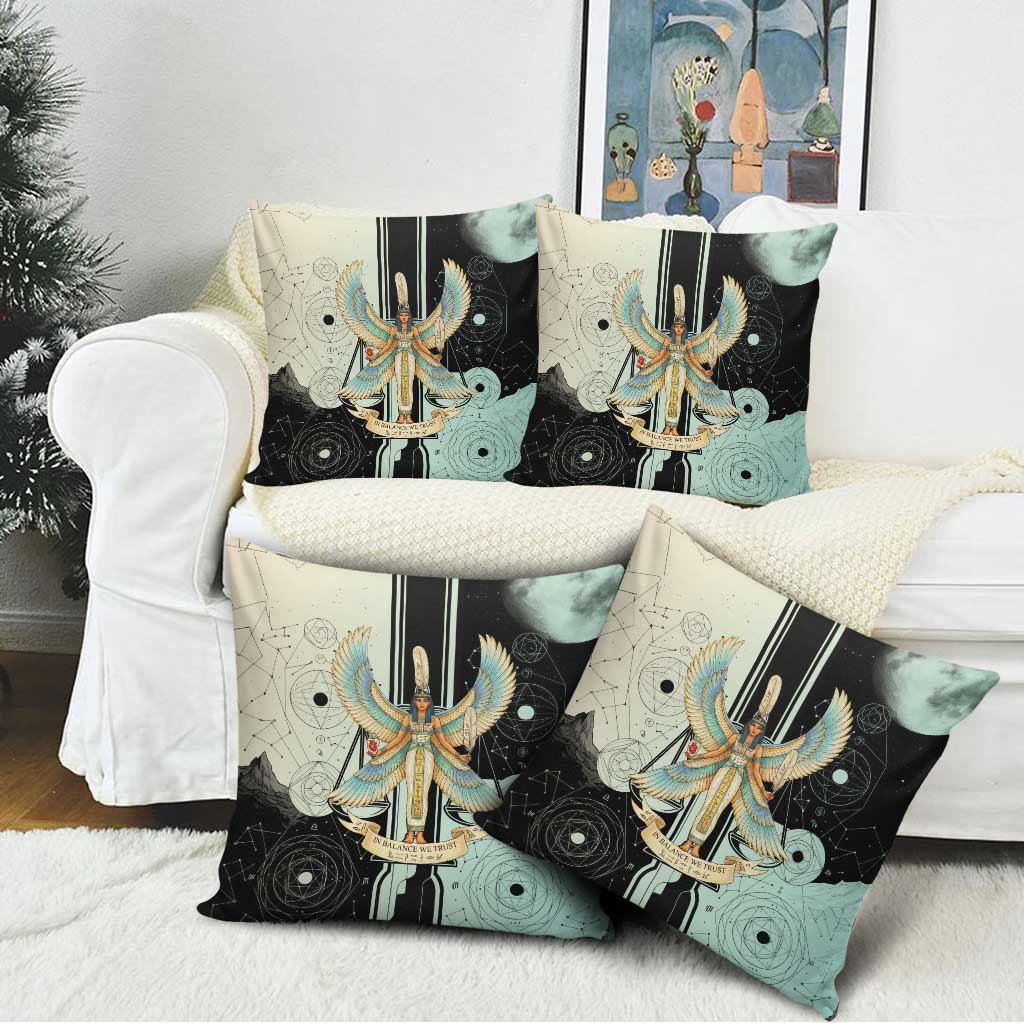 Ma’at Feather Egyptian Pillow Cover with Scales Symbolizing Truth and Cosmic Balance